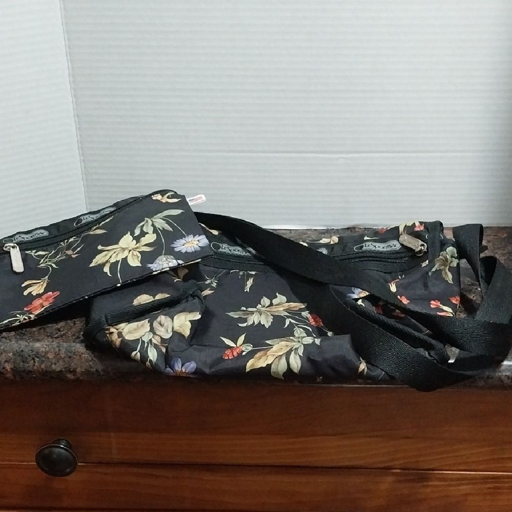 LeSportsac Black Floral Crossbody Bag